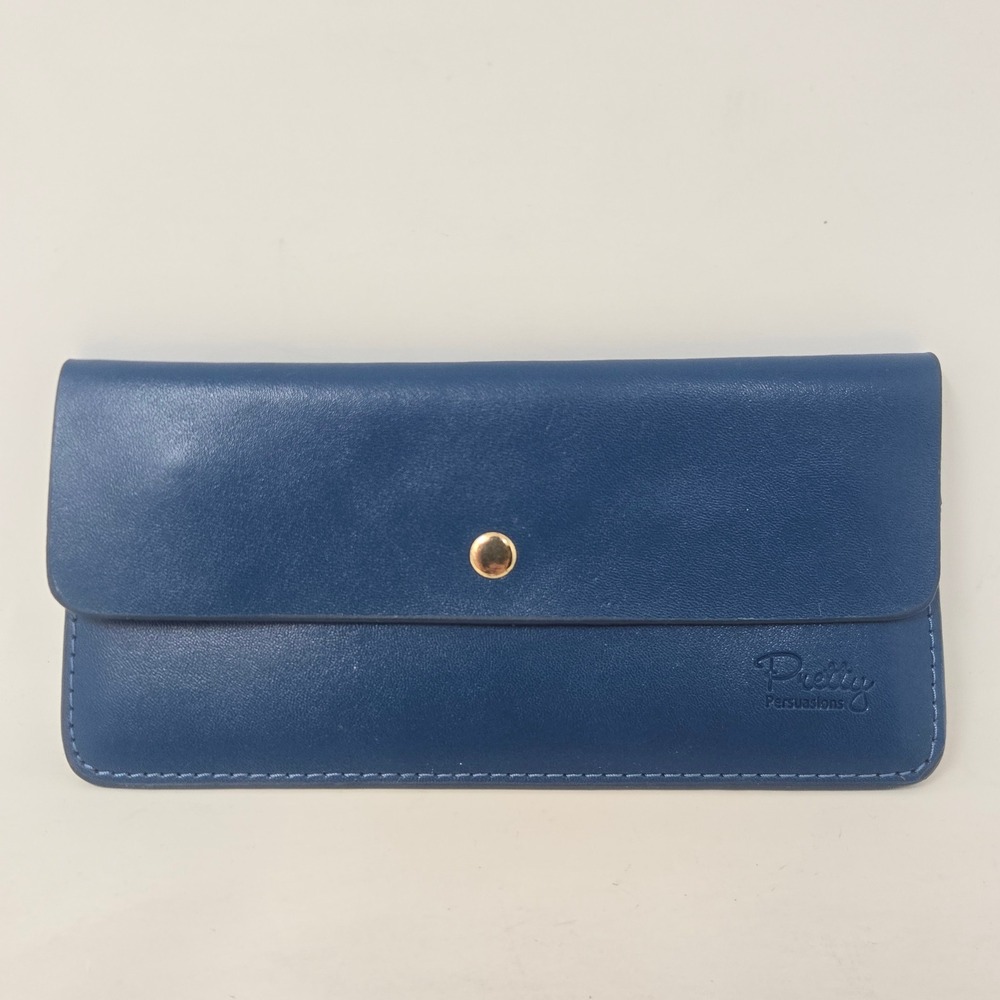 Pretty Persuasions Blue Faux Leather Slim Envelope Wallet Gold Hardware